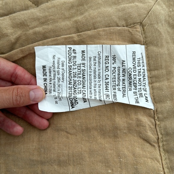 Pottery Barn dark flax Belgian linen quilted standard sham - Picture 3 of 4